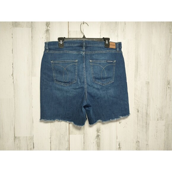 Calvin Klein High Rise Repreve Shorts Womens Size 14 Blue Jean Dark Wash - Picture 2 of 6